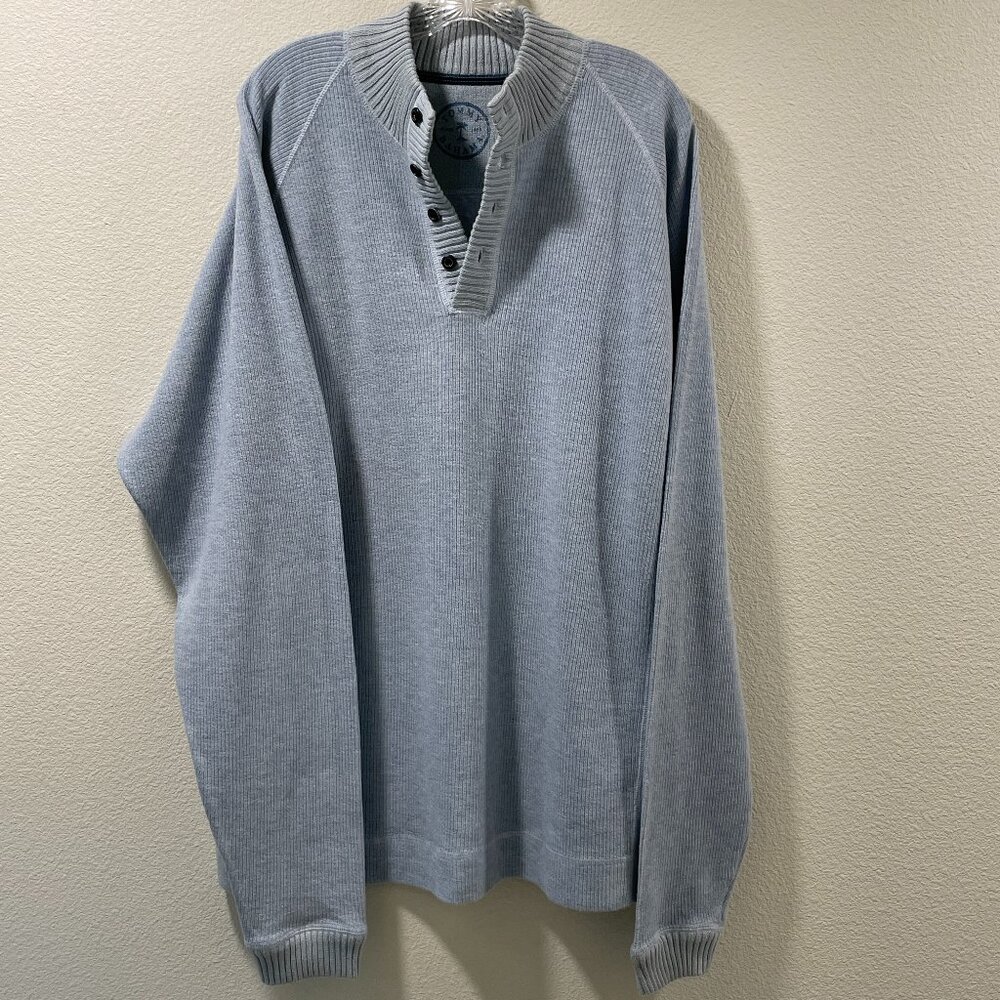 Tommy Bahama Men's Henley Pullover Sweater Long Sleeve Lt. Blue Large Tall EUC